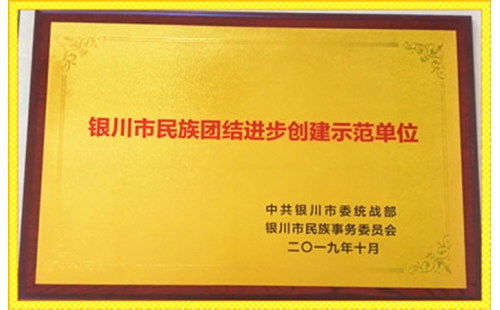 祝賀伊百盛獲得 “銀川市民族團結(jié)進(jìn)步創(chuàng)建示范單位”榮譽稱號